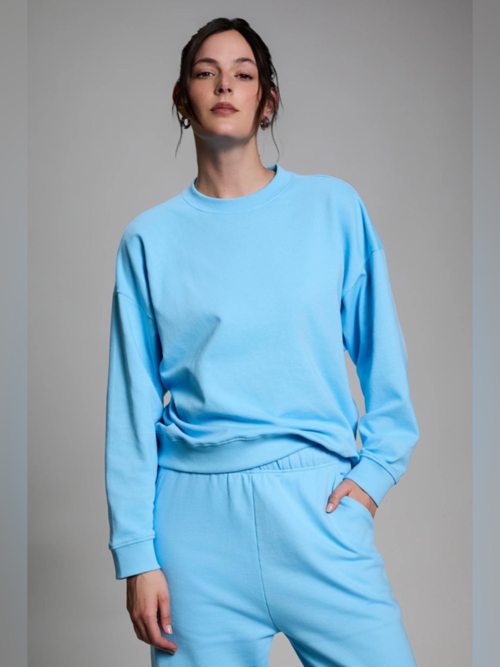 Year of Ours Relaxed Crewneck Sweatshirt in Light Blue